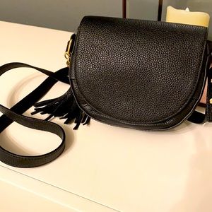 Black Rounded Milly Crossbody with Fringe Detail